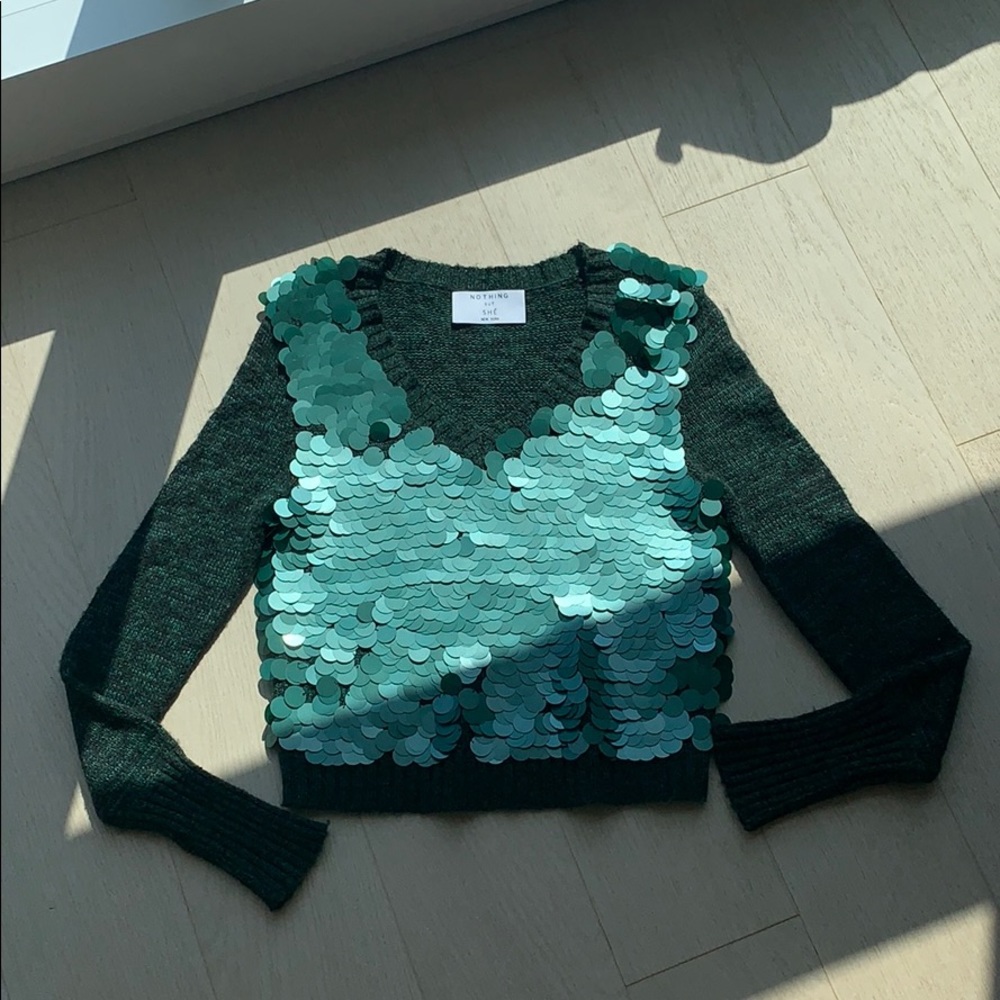 Green Sequins wool sweater